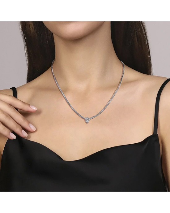 Gabriel & Co. Lusso Collection Pear Station Diamond Inline Necklace